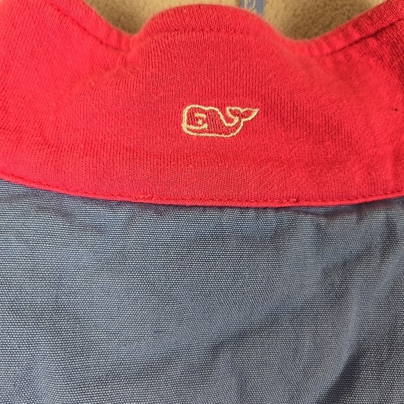 Vineyard Vines Womens Medium Pullover Quarter Zip w/Pink Striped & Blue Shoulder - Picture 4 of 9